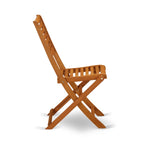 East West Furniture Ensemble Bistro de Conversation d'Extérieur avec Table Basse Ronde en Bois et 2 Chaises Pliantes, Huile Naturelle