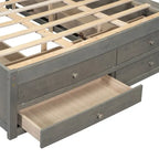 Lit plate-forme King Size avec tête de lit de rangement et 8 tiroirs