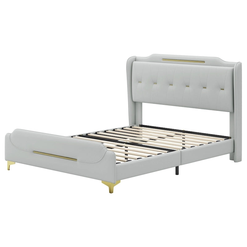 Lit rembourré moderne en cuir PU Uphou de Christopher Knight Home