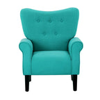 Fauteuil d'appoint moderne Erommy, fauteuil à dossier haut, canapé individuel en tissu capitonné avec pieds en bois pour salon