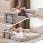 Canapé-lit convertible avec dossier à oreillers en tissu chenille pour salon et chambre