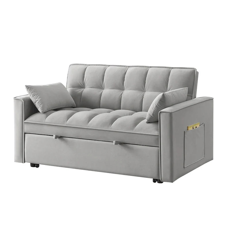 Canapé convertible 4 en 1 avec accoudoirs et poches de rangement, canapé-lit escamotable capitonné multifonction avec dossier réglable