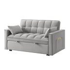 Canapé convertible 4 en 1 avec accoudoirs et poches de rangement, canapé-lit escamotable capitonné multifonction avec dossier réglable