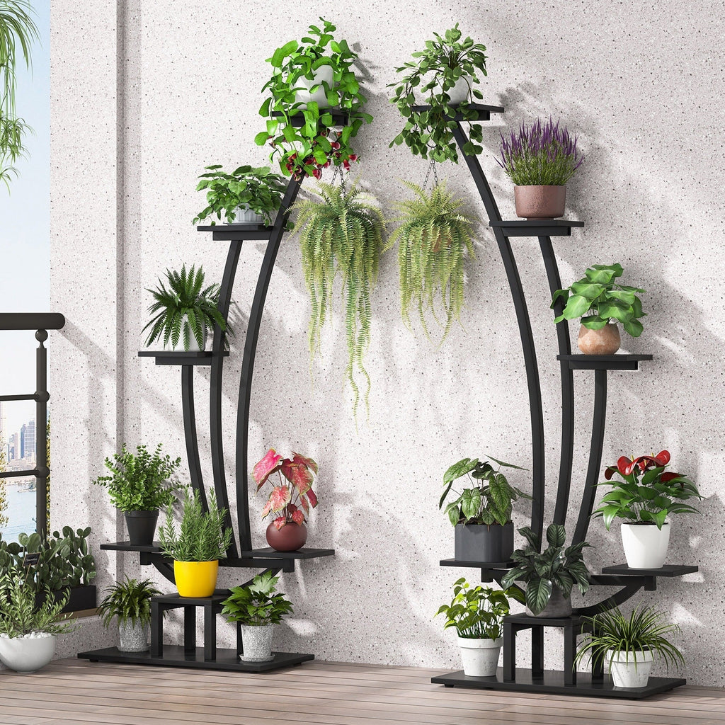 Support pour Plantes d'Intérieur, Étagère à Fleurs à 6 Niveaux pour Jardin Domestique - Lot de 2
