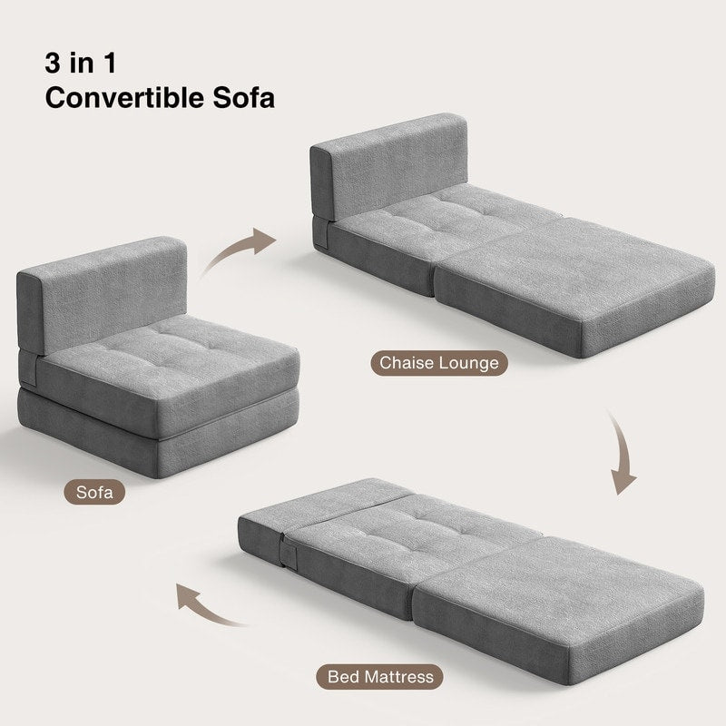 Chaise convertible 3-en-1, chaise pliable, lit-méridienne dépliable