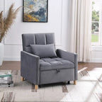 Chaise longue convertible 3-en-1 en lit, noir