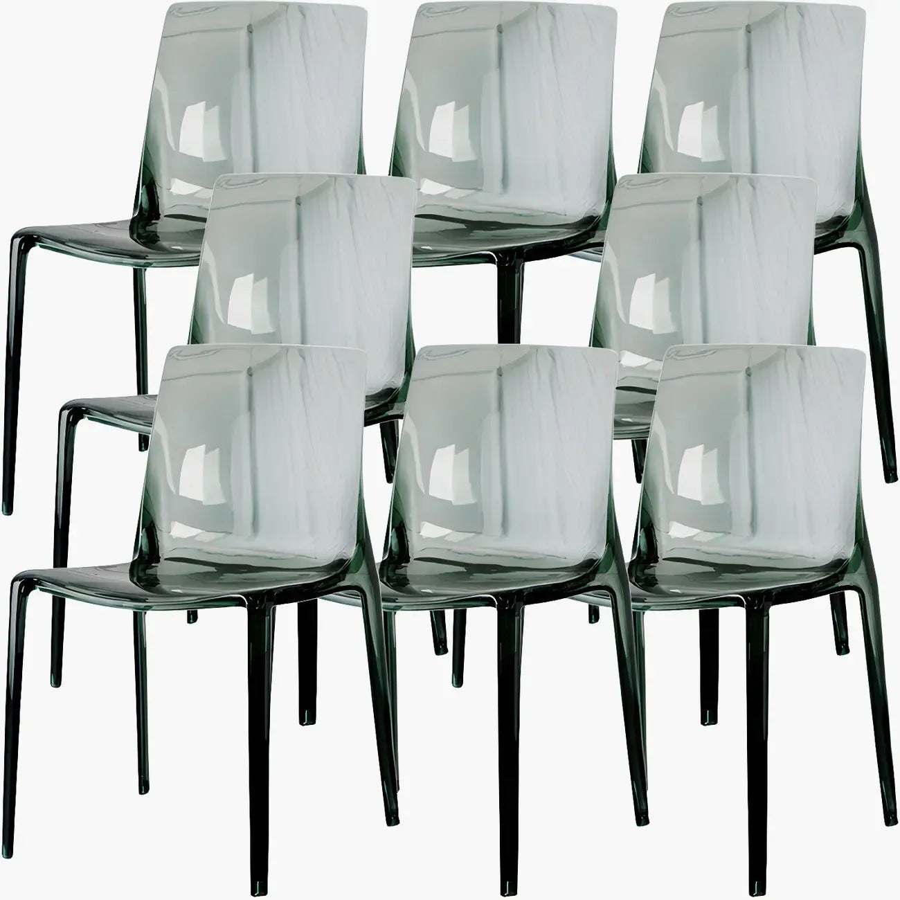 Chaise de salle à manger en acrylique ambré sans accoudoirs à dossier bas