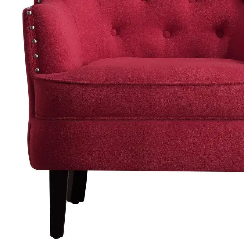 Fauteuil d'appoint capitonné à oreilles large de 76 cm en velours/lin Mignon de Moser Bay