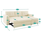 Canapé d'angle réversible convertible avec lit gigogne, méridienne avec rangement dissimulé et pieds durables