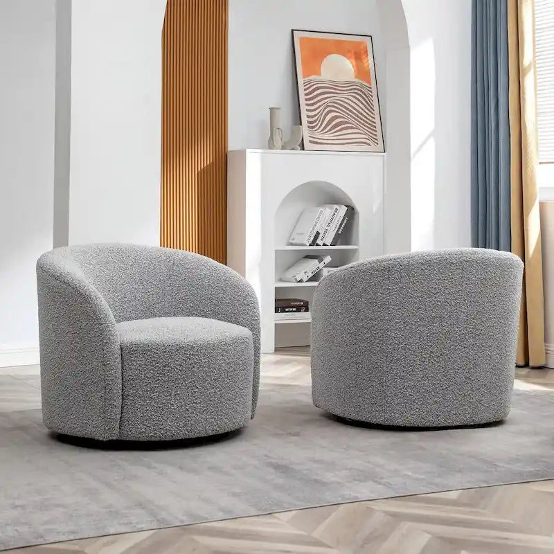 KINWELL Fauteuil d'appoint pivotant rembourré en forme de tonneau, de 86 cm de large (Lot de 2)