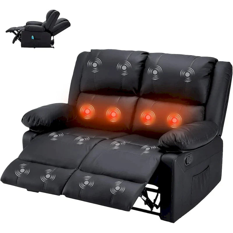 AECOJOY Causeuse inclinable 2 places avec fonction chauffage et massage