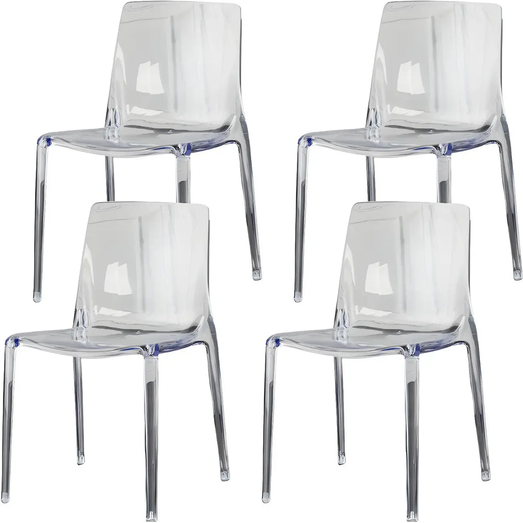 Chaise de salle à manger en acrylique ambré sans accoudoirs à dossier bas