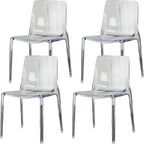 Chaise de salle à manger en acrylique ambré sans accoudoirs à dossier bas