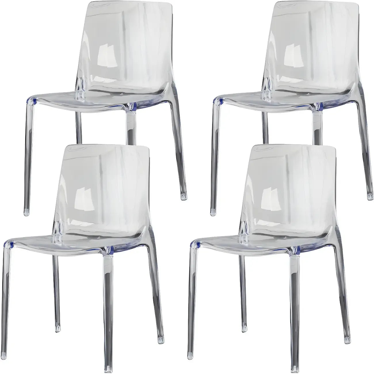 Chaise de salle à manger en acrylique ambré sans accoudoirs à dossier bas