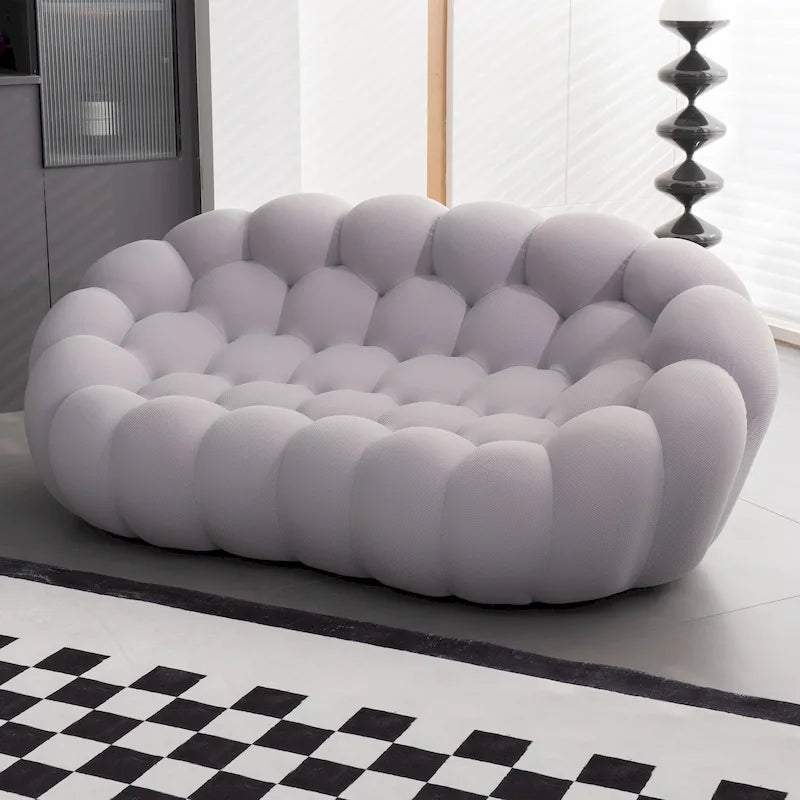 Canapé paresseux courbé 2 places Bubble de forme nid d'abeille en tissu textile 3D pour salon et appartement