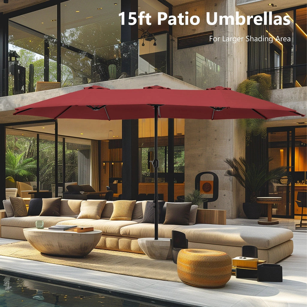 MAISON ARTS Parasol double de 4,5 m pour terrasse, grande taille, avec pied inclus