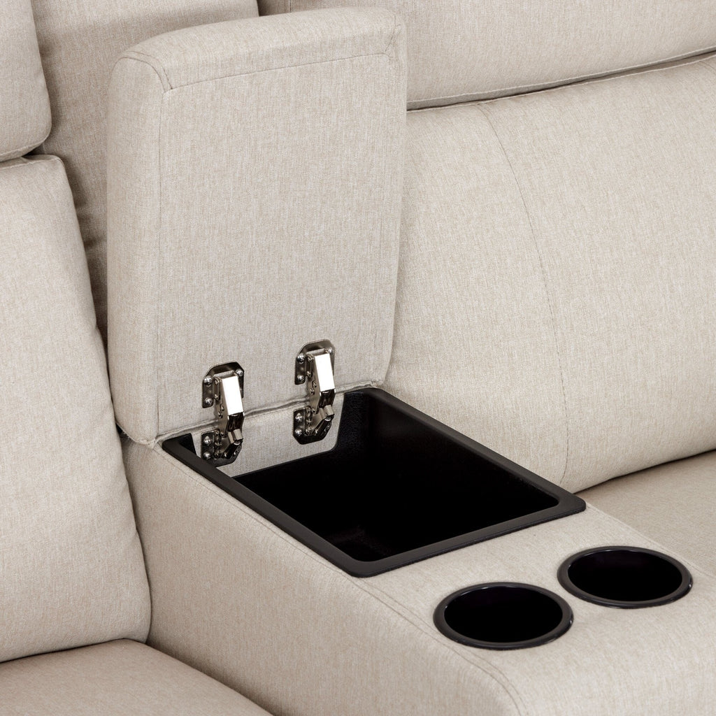Canapé inclinable électrique biplace MCombo 60.2 avec massage et double chauffage, appuie-tête réglable, ports USB et USB-C, en tissu