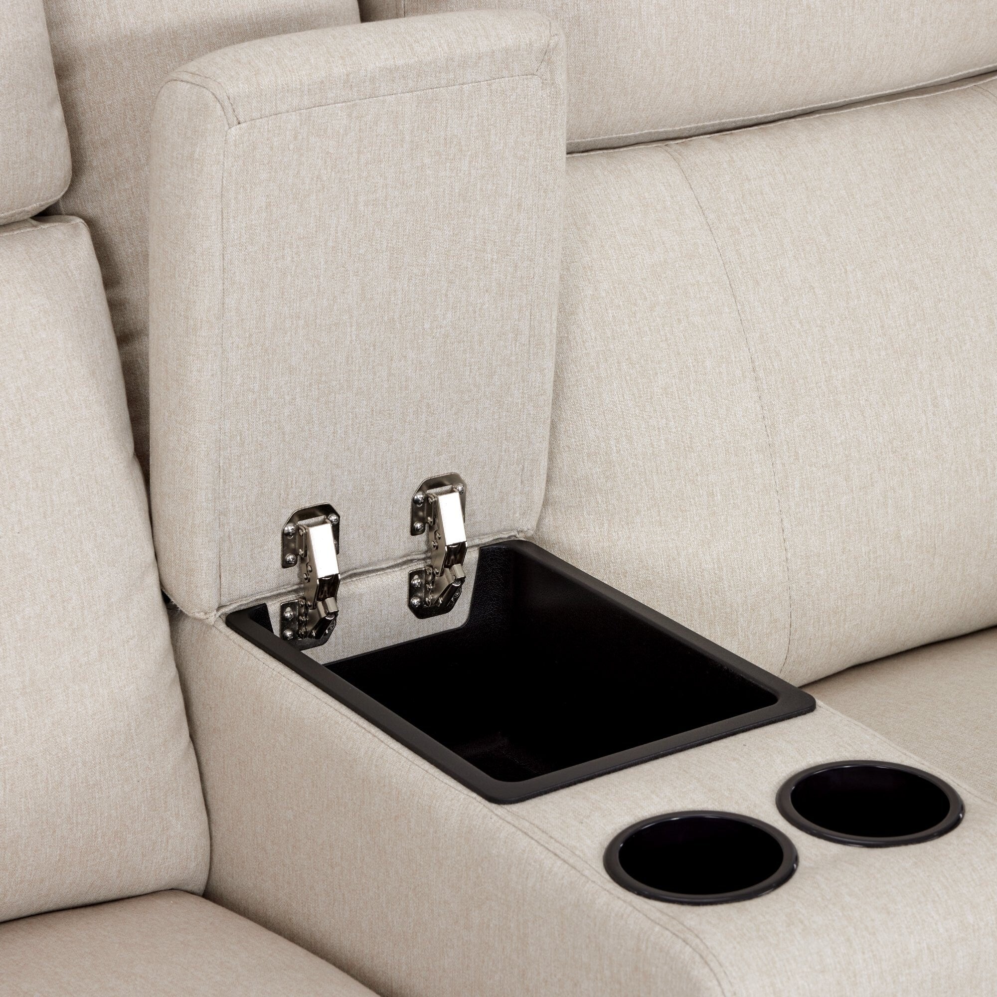 Canapé inclinable électrique biplace MCombo 60.2 avec massage et double chauffage, appuie-tête réglable, ports USB et USB-C, en tissu