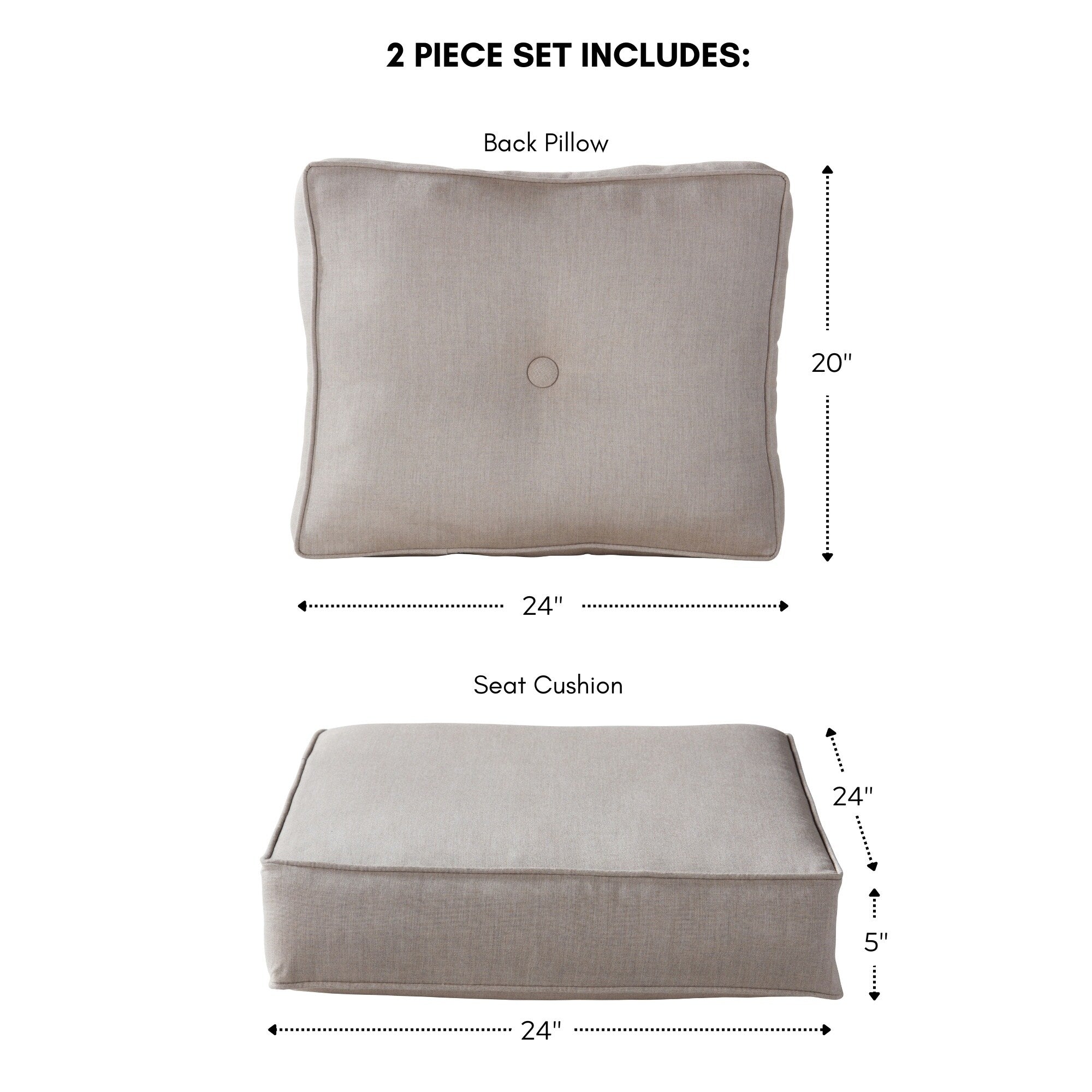 Ensemble de 2 coussins d'extérieur Sunbrella haut de gamme à assise profonde