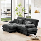 Canapé d'angle en forme de L en chenille avec coussins lombaires
