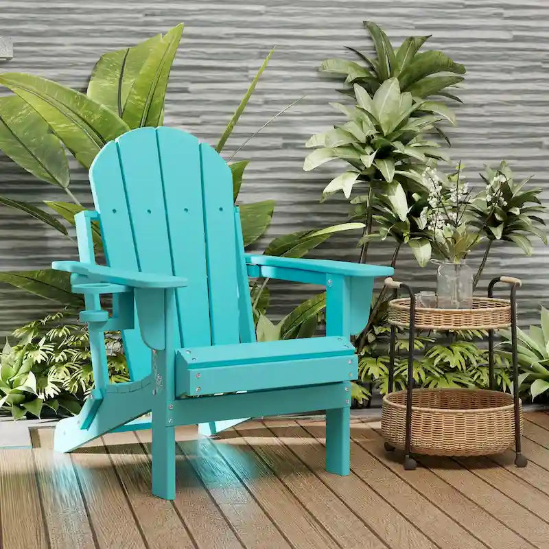 Chaise Adirondack pliable d'extérieur avec porte-gobelet