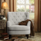 Fauteuil d'appoint capitonné à oreilles large de 76 cm en velours/lin Mignon de Moser Bay