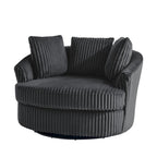 Lot de 2 fauteuils pivotants ronds surdimensionnés en velours côtelé moelleux de 43 po avec oreillers