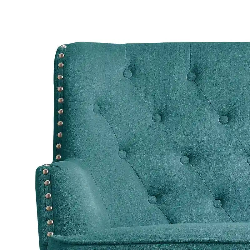 Fauteuil d'appoint capitonné à oreilles large de 76 cm en velours/lin Mignon de Moser Bay