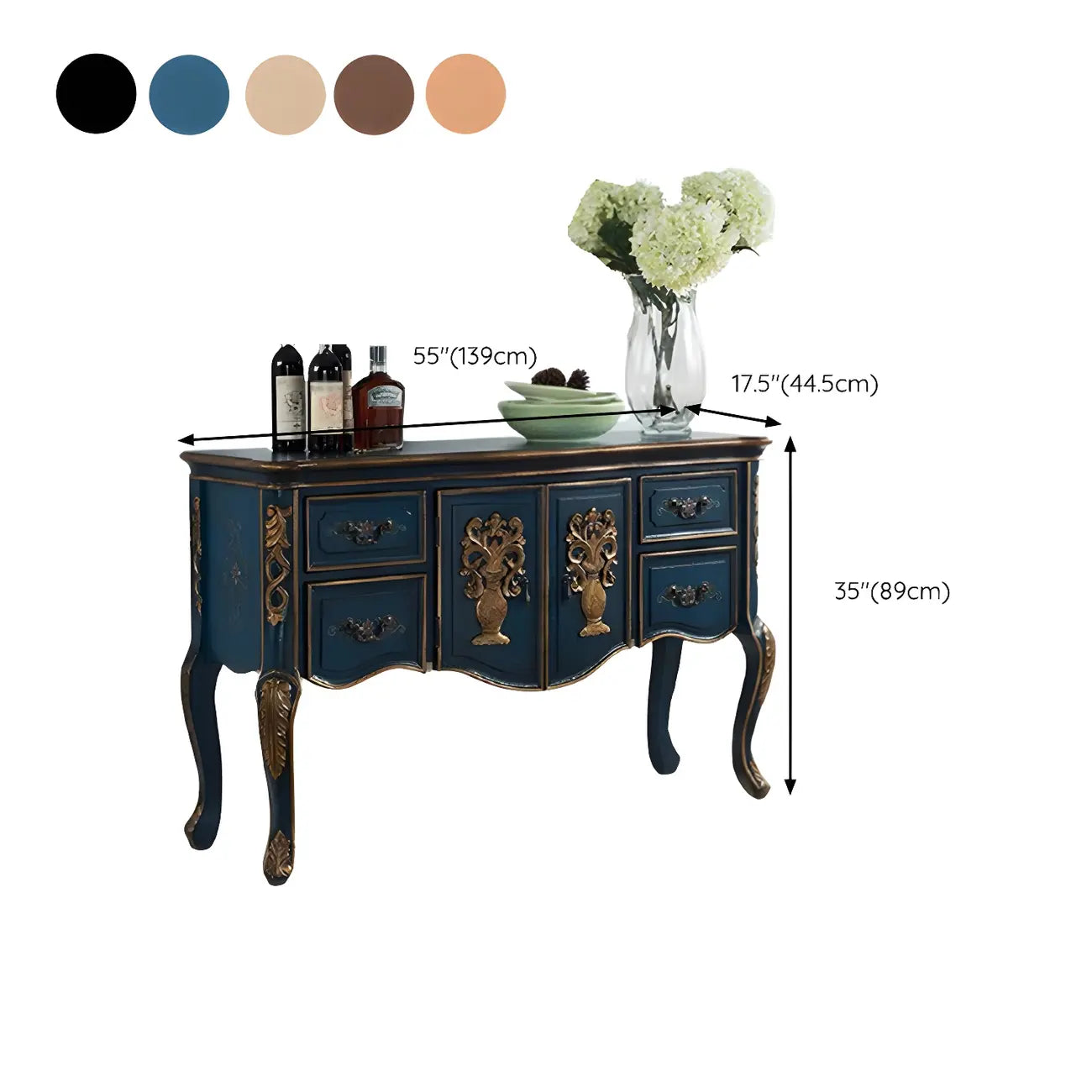 Console de rangement en bois "café français" avec tiroirs