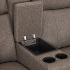 Canapé inclinable électrique biplace MCombo 60.2 avec massage et double chauffage, appuie-tête réglable, ports USB et USB-C, en tissu