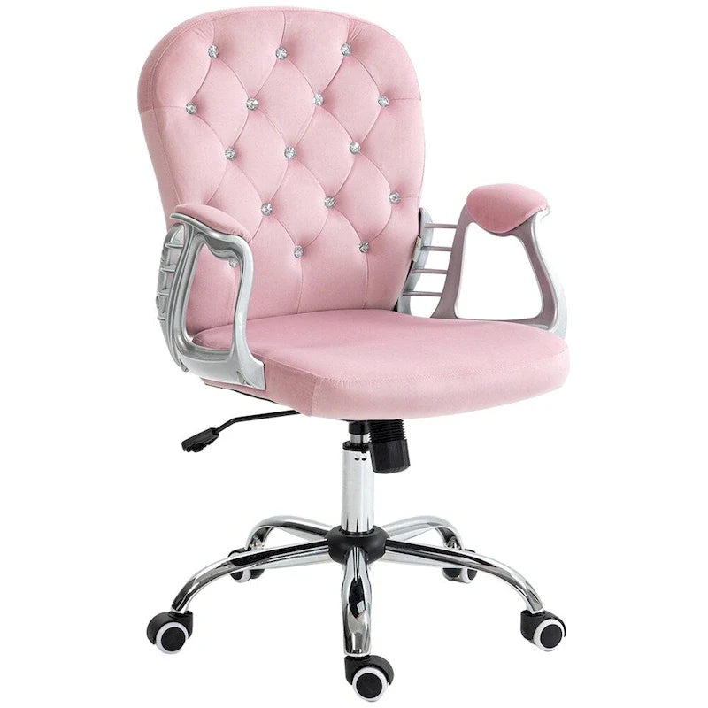 Chaise de bureau à domicile en velours réglable en hauteur avec accoudoirs rembourrés et roulettes - N/A