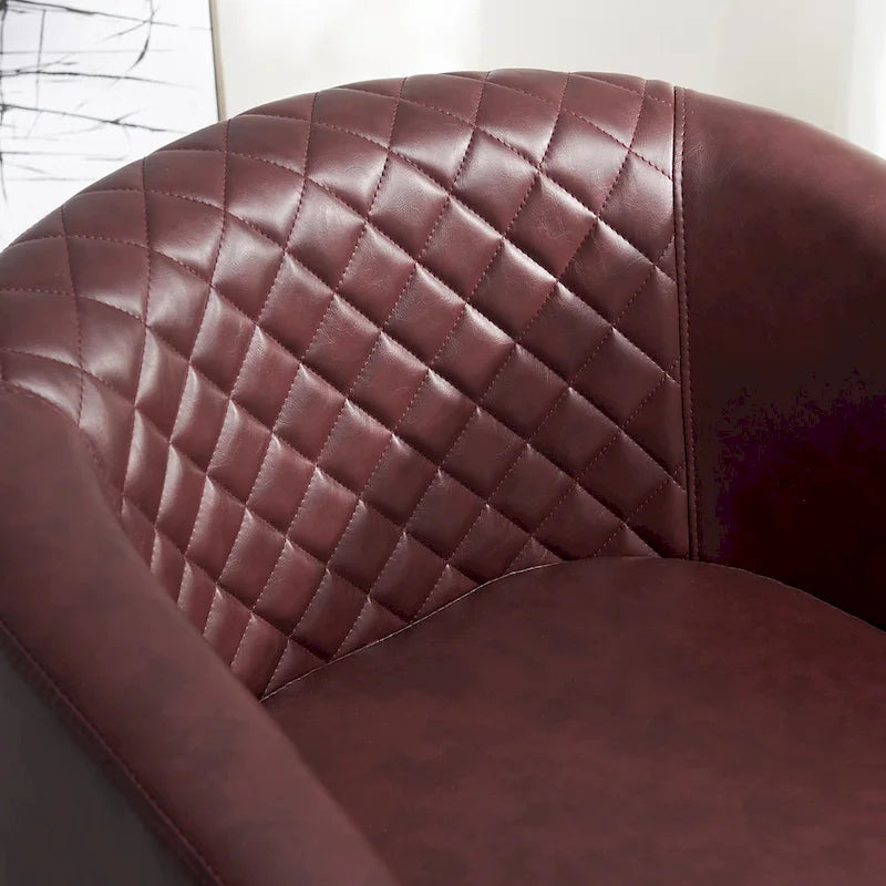 Fauteuil pivotant rond en similicuir capitonné KINWELL, 73,6 cm de large
