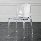 Chaise de salle à manger en acrylique ambré sans accoudoirs à dossier bas