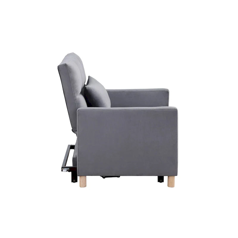 Chaise longue convertible 3-en-1 en lit, noir