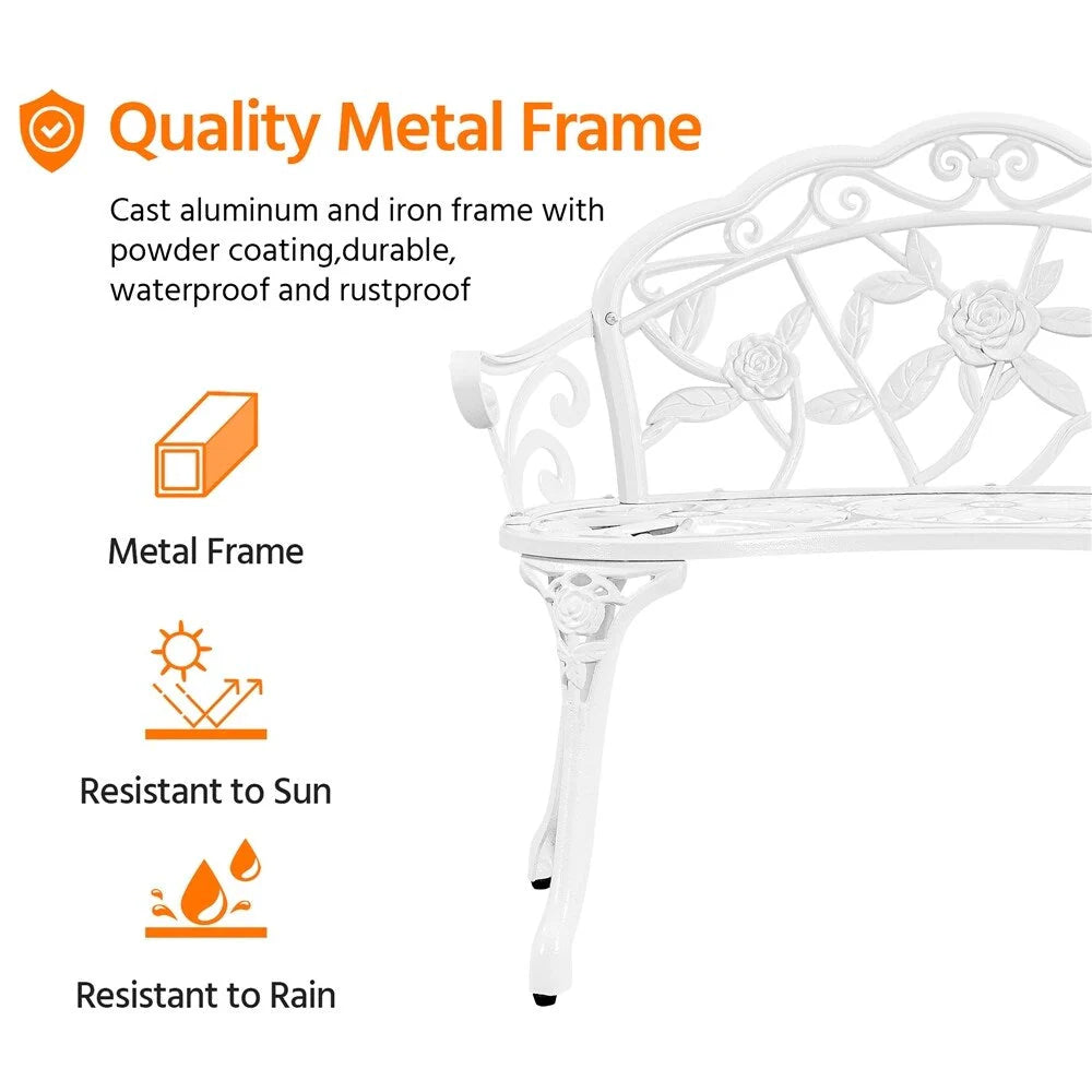 Yaheetech Banc en métal pour l'extérieur, Patio, Parc, Jardin - N/A