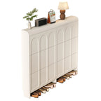 Meuble de rangement pour chaussures en bois blanc à 3 niveaux et à façade abattante Slim