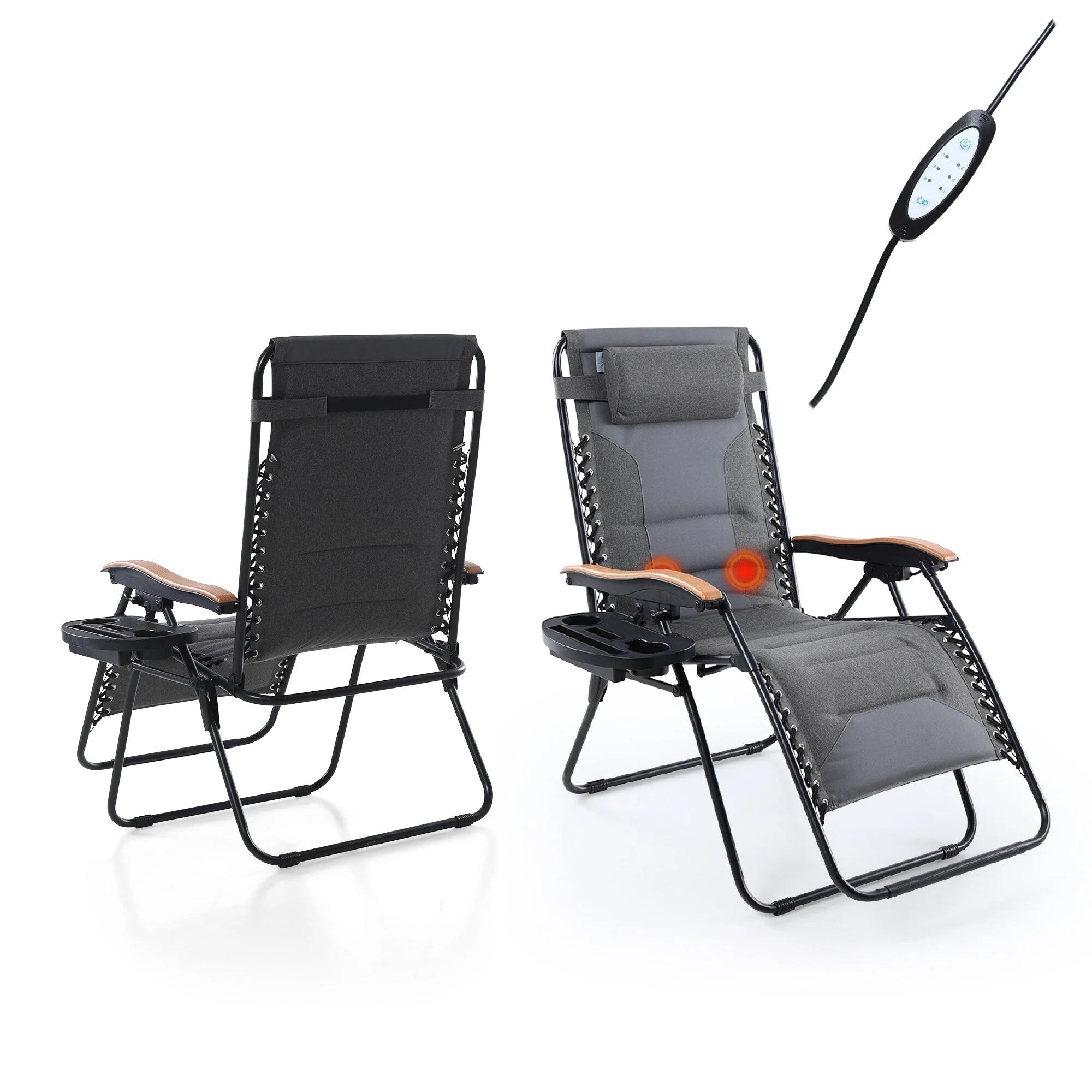Fauteuil de relaxation zéro gravité XL surdimensionné et rembourré, avec accoudoirs plus larges, inclinable et porte-gobelet - N/A