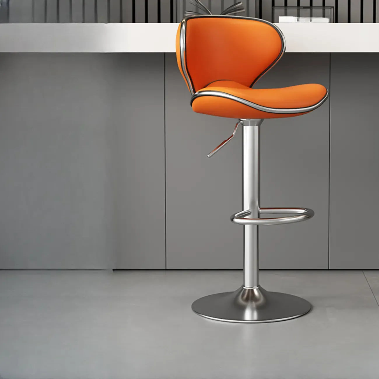 Tabouret de bar réglable pivotant en cuir rembourré