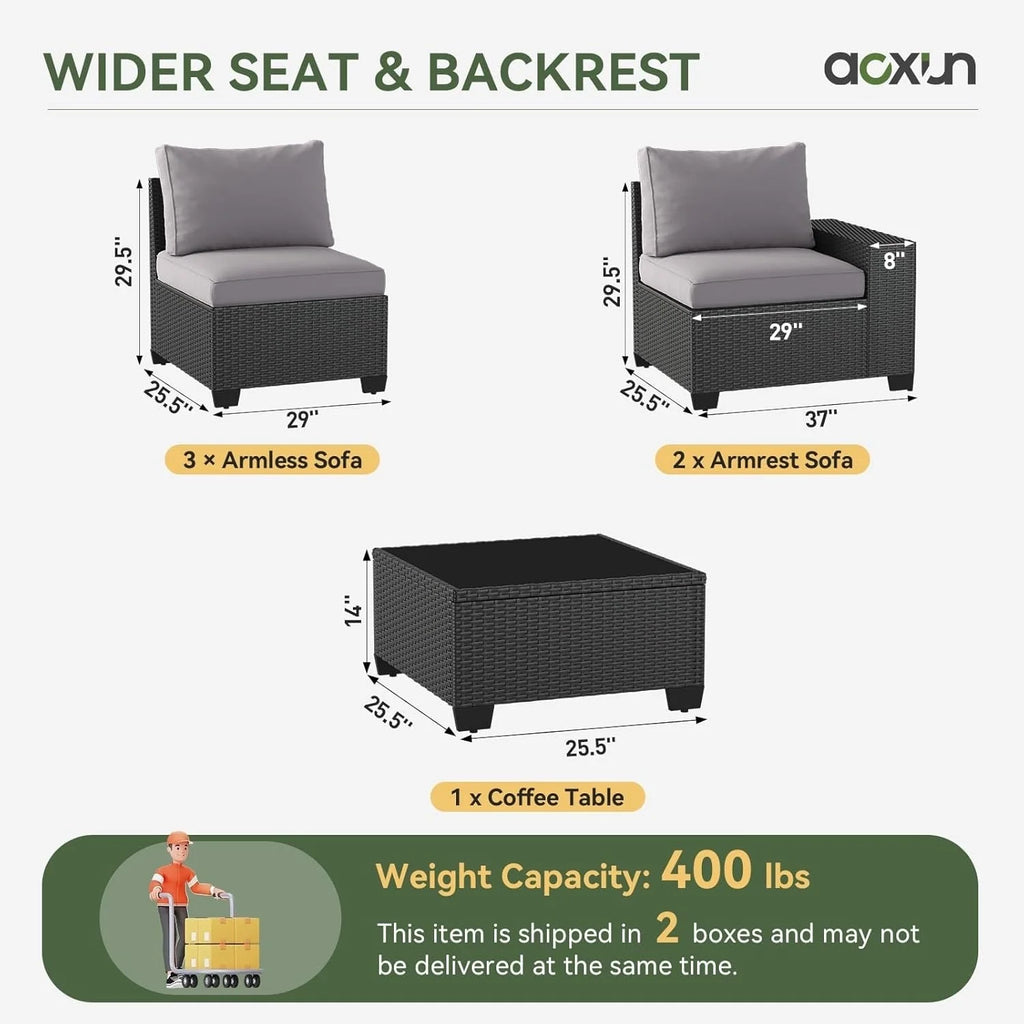 Ensembles de meubles de patio extérieurs avec coussin épais de 10 cm