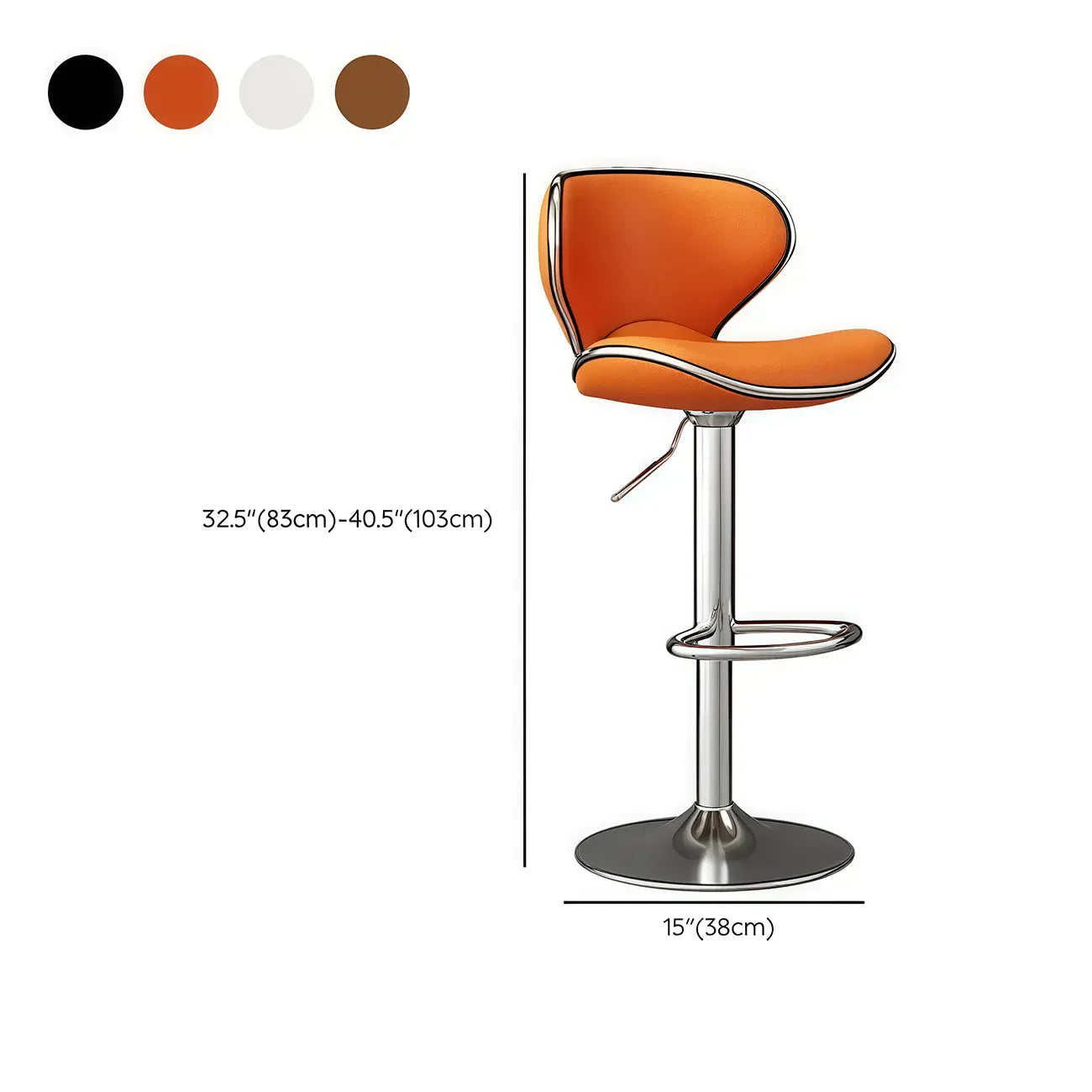 Tabouret de bar réglable pivotant en cuir rembourré