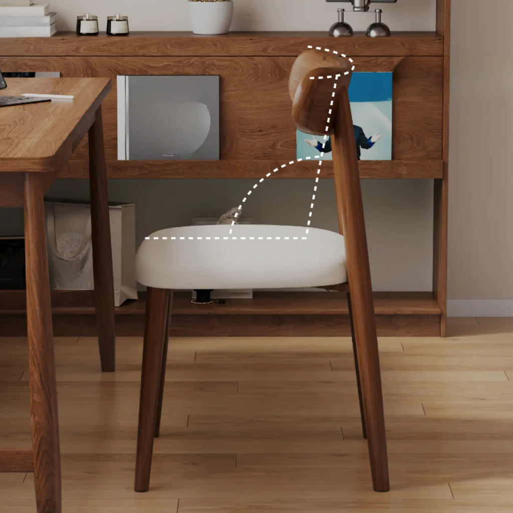 Chaise de salle à manger moderne en cuir sans accoudoirs avec dossier bas