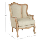 Fauteuil à oreilles Kali en chêne et lin naturel SAFAVIEH Couture - 34Lx34Px40H