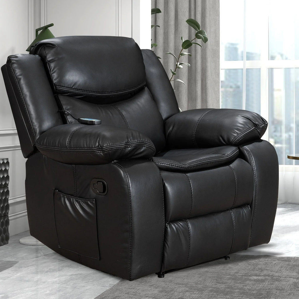 Fauteuil inclinable en cuir, large, durable, avec massage et chauffage