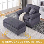 Fauteuil surdimensionné 56,9 W avec repose-pieds, fauteuil de lecture pour chambre à coucher, canapé-lit paresseux, canapé inclinable simple et moderne surdimensionné