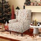 Fauteuil d'appoint moderne Erommy, fauteuil à dossier haut, canapé individuel en tissu capitonné avec pieds en bois pour salon