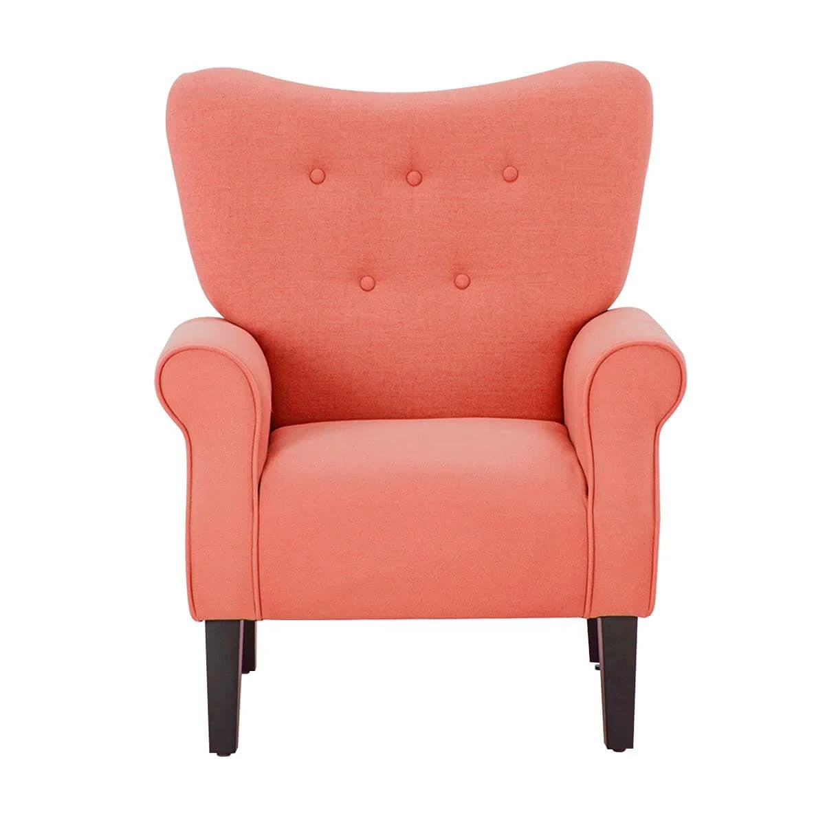 Fauteuil d'appoint moderne Erommy, fauteuil à dossier haut, canapé individuel en tissu capitonné avec pieds en bois pour salon