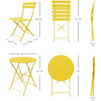 Ensemble bistrot pliant en métal 3 pièces, salon de conversation intérieur/extérieur résistant aux intempéries pour patio, cour, jardin