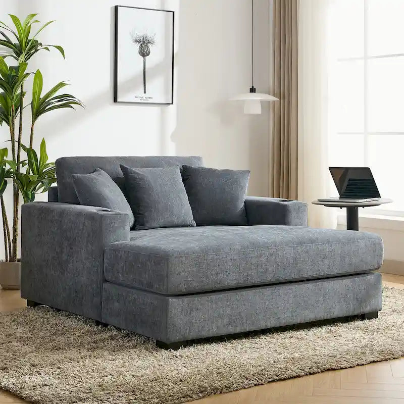 Trois tailles de chaise longue surdimensionnée avec oreillers