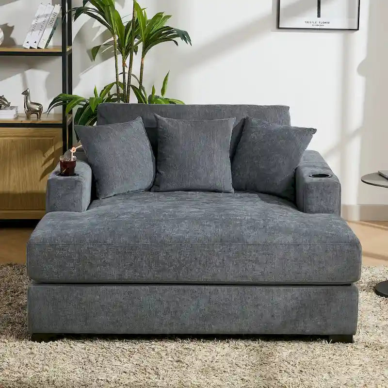 Trois tailles de chaise longue surdimensionnée avec oreillers