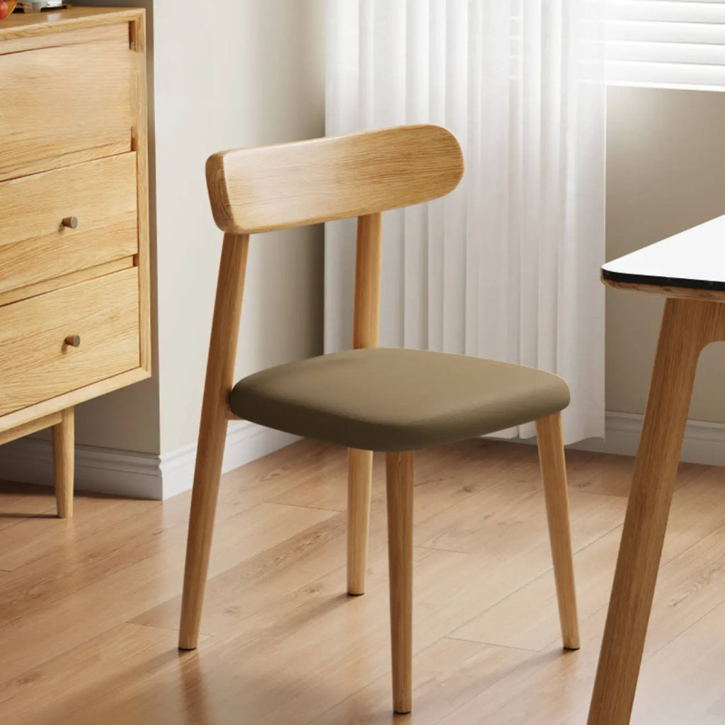 Chaise de salle à manger moderne en cuir sans accoudoirs avec dossier bas